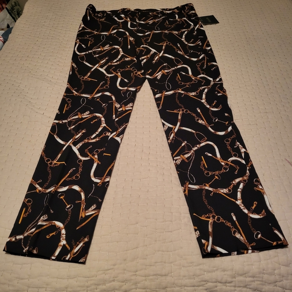 NWT Rafaella Comfort Womens Size 12 Black Pull on Equestrian Themed Gold Buckle
